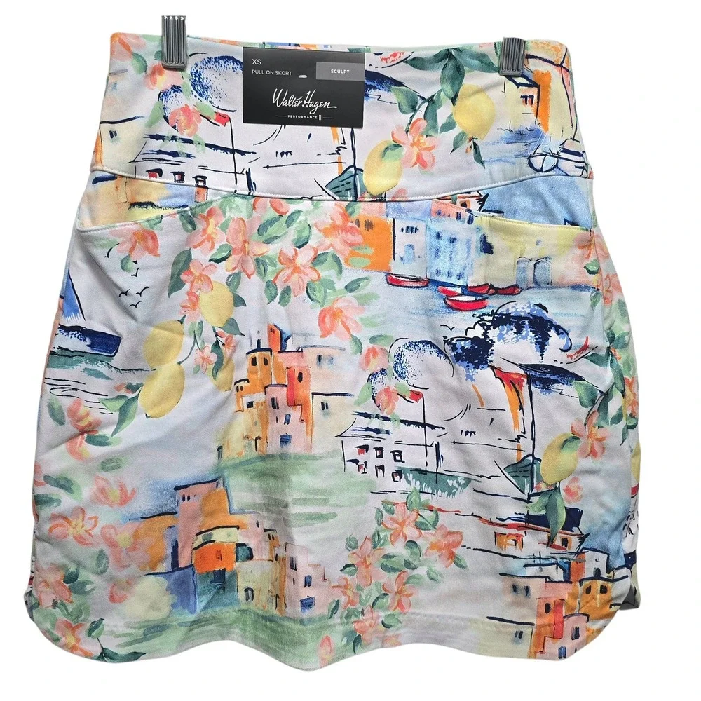 Walter Hagen XS Skort Pull On Sculpt Golf Activewear Sailboat‎ Floral
